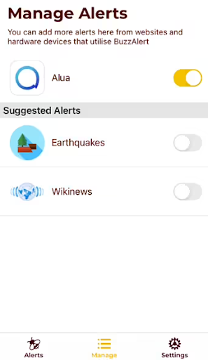 Alerts for Alua notifications